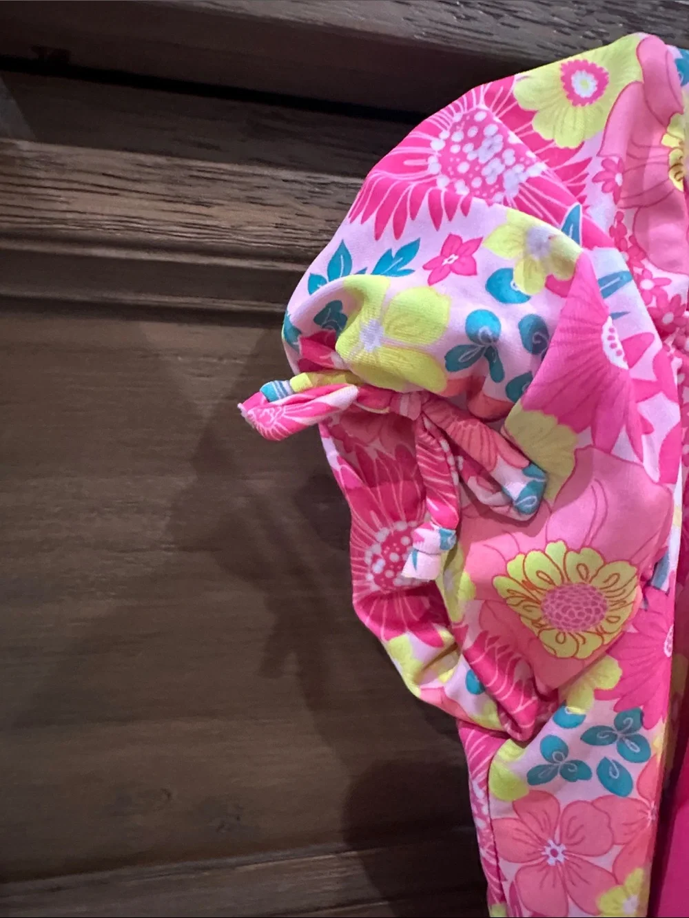 Betsey Johnson Toddler Pink Floral One-Piece Swimsuit (4T) with Removable Skirt